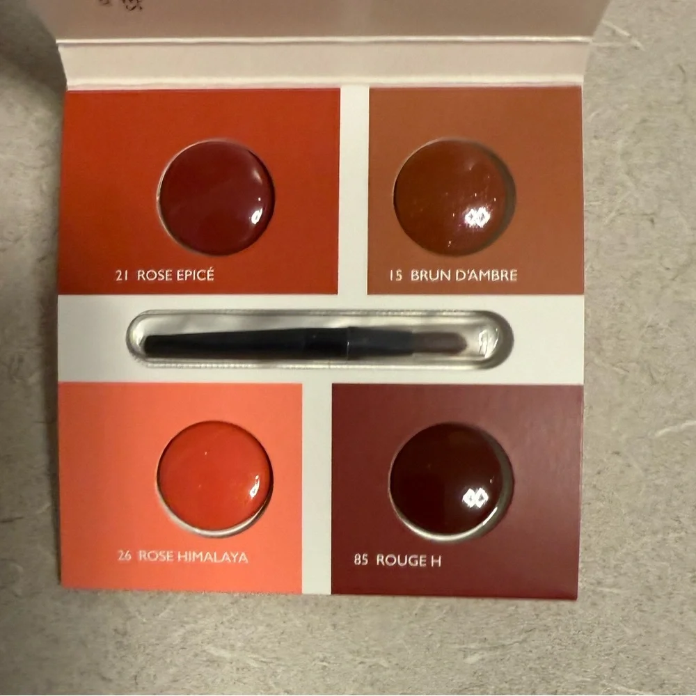 BNW Hermes Rouge Brilliant Silky Lipstick Shine 4-Shade Sample Card, set of 2